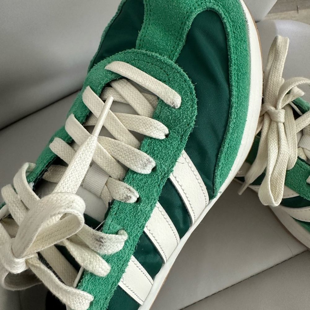 Adidas Green & White Retro Runner Sneakers - Picture 5 of 7